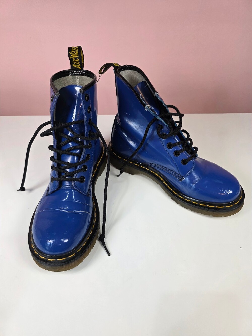 Dr. Martens Blue Patent Leather 8-Eye Combat Boots Size 6